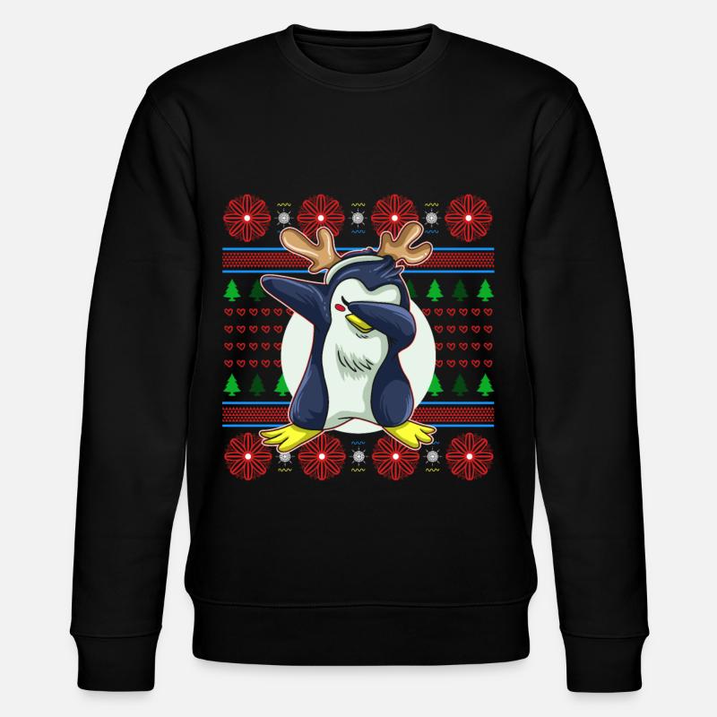 Grim julesweater Tshirt Julepingvin - Stanley/Stella økologisk unisex-sweatshirt CHANGER - sort