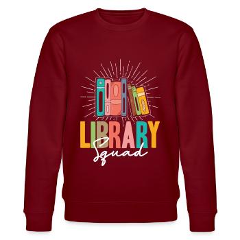Library Squad - Stanley/Stella CHANGER Unisex Organic Sweatshirt - burgundy - Front - Nik (191cm) & Marisol (170cm)