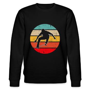 Skaten Retro - Stanley/Stella Unisex Bio-Sweatshirt CHANGER  - Schwarz - Vorne - Nik (191cm) & Marisol (170cm)