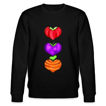 Tomato, Eggplant And Carrot As Hearts - Go Vegan - Stanley/Stella Unisex Bio-Sweatshirt CHANGER  - Schwarz - Vorne - Nik (191cm) & Marisol (170cm)