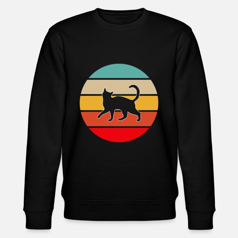 Katze Retro - Stanley/Stella Unisex Bio-Sweatshirt CHANGER  - Schwarz