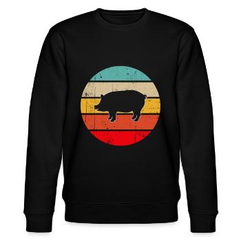 Schwein Retro - Stanley/Stella Unisex Bio-Sweatshirt CHANGER  - Schwarz - Vorne - Nik (191cm) & Marisol (170cm)