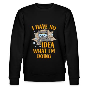 Ich Habe Keine Ahnung, Was Ich Tue, Cat Science - Stanley/Stella Unisex Bio-Sweatshirt CHANGER  - Schwarz - Vorne - Nik (191cm) & Marisol (170cm)