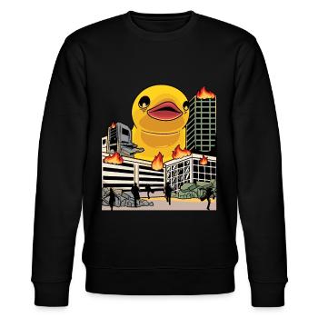 Lustige Riesige Gummi-enten-liebhaber Kinder - Stanley/Stella Unisex Bio-Sweatshirt CHANGER  - Schwarz - Vorne - Nik (191cm) & Marisol (170cm)