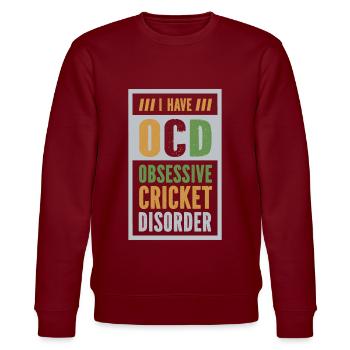 Obsessive cricket disorder - Stanley/Stella CHANGER Unisex Organic Sweatshirt - burgundy - Front - Nik (191cm) & Marisol (170cm)