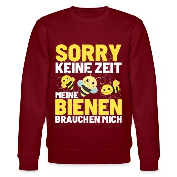 KEINE ZEIT MEIN VOLK BRAUCHT MICH Bienen Honig - Stanley/Stella Unisex Bio-Sweatshirt CHANGER  - Burgunderrot - Vorne - Nik (191cm) & Marisol (170cm)