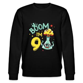 Ich Bin 9 Science Lover Future Scientist - Stanley/Stella Unisex Bio-Sweatshirt CHANGER  - Schwarz - Vorne - Nik (191cm) & Marisol (170cm)