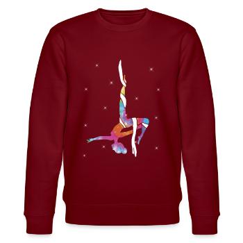 Aerial Silk Akrobatik Circus Aerialist - Stanley/Stella Unisex Bio-Sweatshirt CHANGER  - Burgunderrot - Vorne - Nik (191cm) & Marisol (170cm)