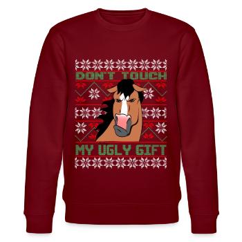 Dont Touch Ugly Brauner Pferd Rider Winter - Stanley/Stella Unisex Bio-Sweatshirt CHANGER  - Burgunderrot - Vorne - Nik (191cm) & Marisol (170cm)
