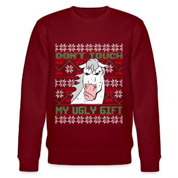 Dont Touch Ugly Brauner Pferd Rider Winter - Stanley/Stella Unisex Bio-Sweatshirt CHANGER  - Burgunderrot - Vorne - Nik (191cm) & Marisol (170cm)