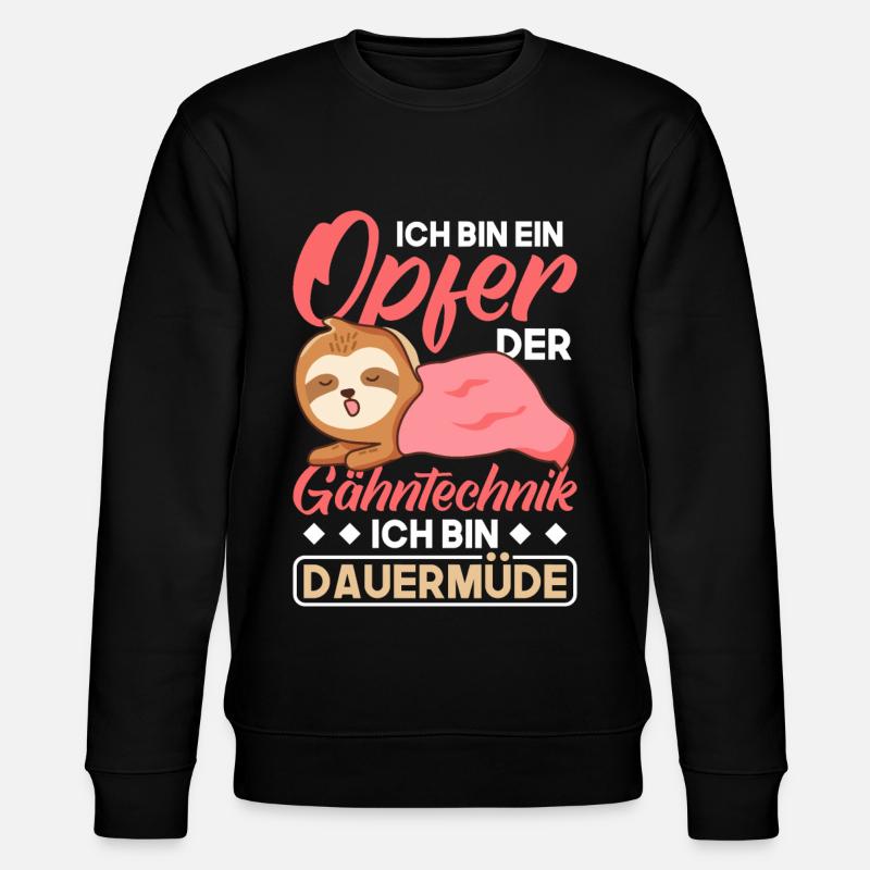 Faultier Morgenmuffel Dauermüde - Stanley/Stella Unisex Bio-Sweatshirt CHANGER - Schwarz