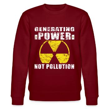 Nuclear Power - Proud Nuclear Engineer - Stanley/Stella CHANGER Unisex Organic Sweatshirt - burgundy - Front - Nik (191cm) & Marisol (170cm)