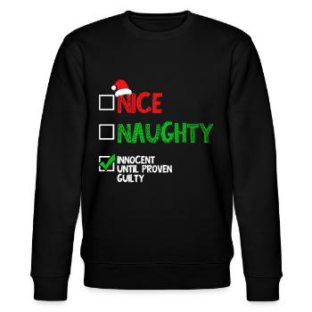 Nice Naughty Innocent Until Proven Guilty - Stanley/Stella Unisex Bio-Sweatshirt CHANGER  - Schwarz - Vorne - Nik (191cm) & Marisol (170cm)