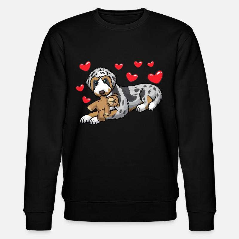 Chien Aussiedoodle avec peluche - Sweat bio CHANGER Stanley/Stella Unisexe - noir