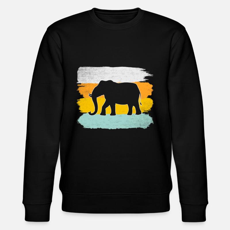Elefant Retro - Stanley/Stella Unisex Bio-Sweatshirt CHANGER  - Schwarz