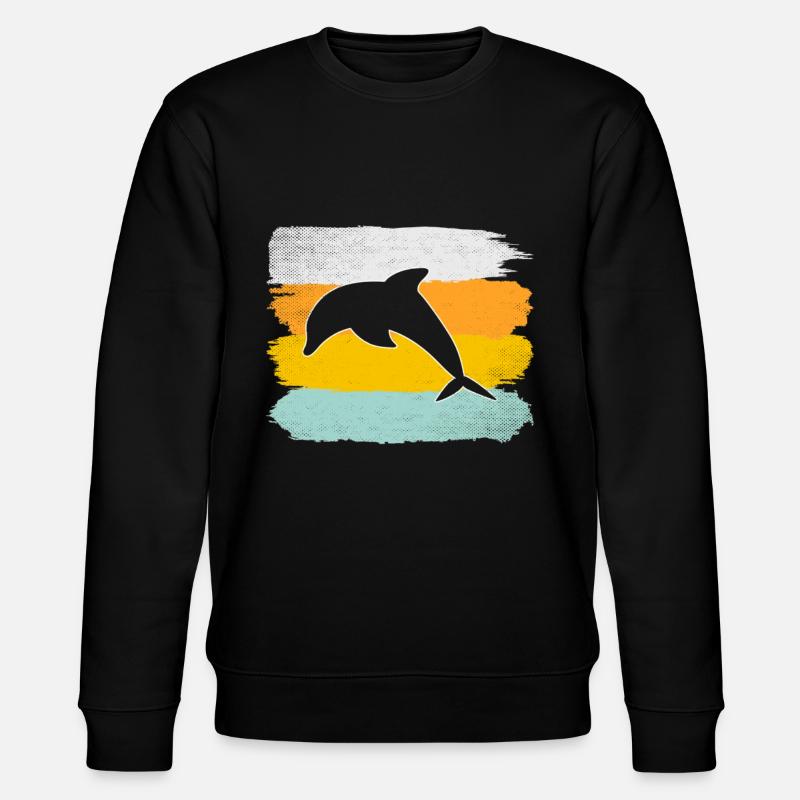Dolphin Retro - Stanley/Stella CHANGER Unisex Organic Sweatshirt - black