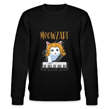 Meowzart Musiker Pianist Katzenflüsterer Kitty - Stanley/Stella Unisex Bio-Sweatshirt CHANGER  - Schwarz - Vorne - Nik (191cm) & Marisol (170cm)