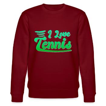 I love tennis - Stanley/Stella CHANGER Unisex Organic Sweatshirt - burgundy - Front - Nik (191cm) & Marisol (170cm)