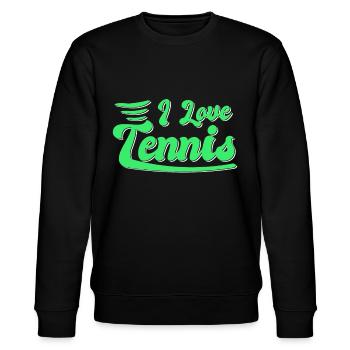 I love tennis - Stanley/Stella CHANGER Unisex Organic Sweatshirt - black - Front - Nik (191cm) & Marisol (170cm)