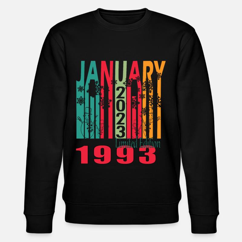 Vintage Geschenkidee geboren Januar 1993 - Stanley/Stella Unisex Bio-Sweatshirt CHANGER  - Schwarz