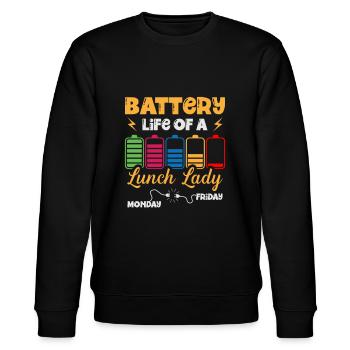 Durée de vie de la batterie d’une cafétéria Lunch Lady - Sweat bio CHANGER Stanley/Stella Unisexe - noir - Devant - Nik (191cm) & Marisol (170cm)