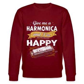 Drôle d’instrument d’harmonica vintage - Sweat bio CHANGER Stanley/Stella Unisexe - bordeaux - Devant - Nik (191cm) & Marisol (170cm)