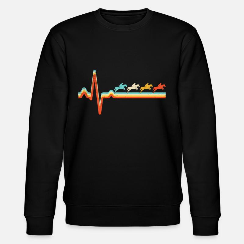 Pferd Retro Herzschlag - Stanley/Stella Unisex Bio-Sweatshirt CHANGER - Schwarz