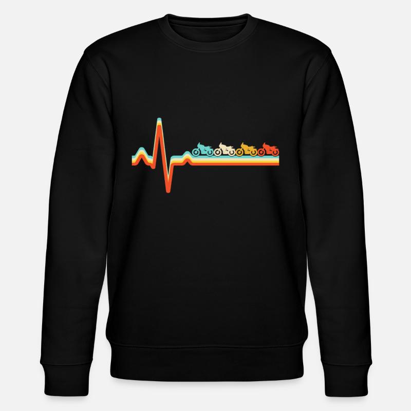 Motorrad Retro Herzschlag - Stanley/Stella Unisex Bio-Sweatshirt CHANGER - Schwarz