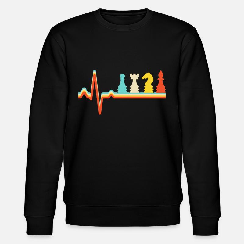 Schach Retro Herzschlag - Stanley/Stella Unisex Bio-Sweatshirt CHANGER  - Schwarz