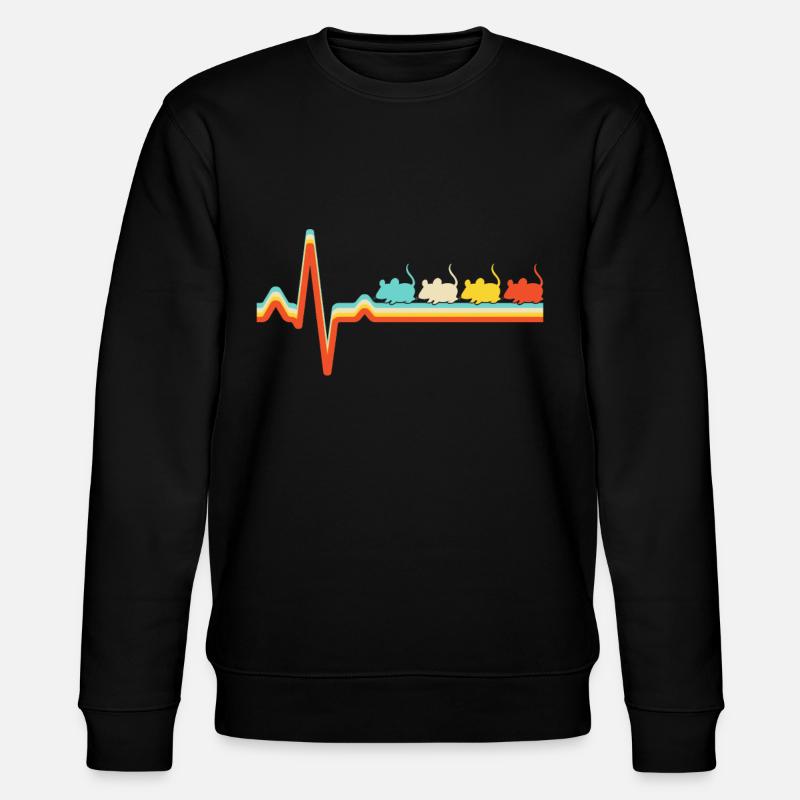 Maus Retro Herzschlag - Stanley/Stella Unisex Bio-Sweatshirt CHANGER  - Schwarz