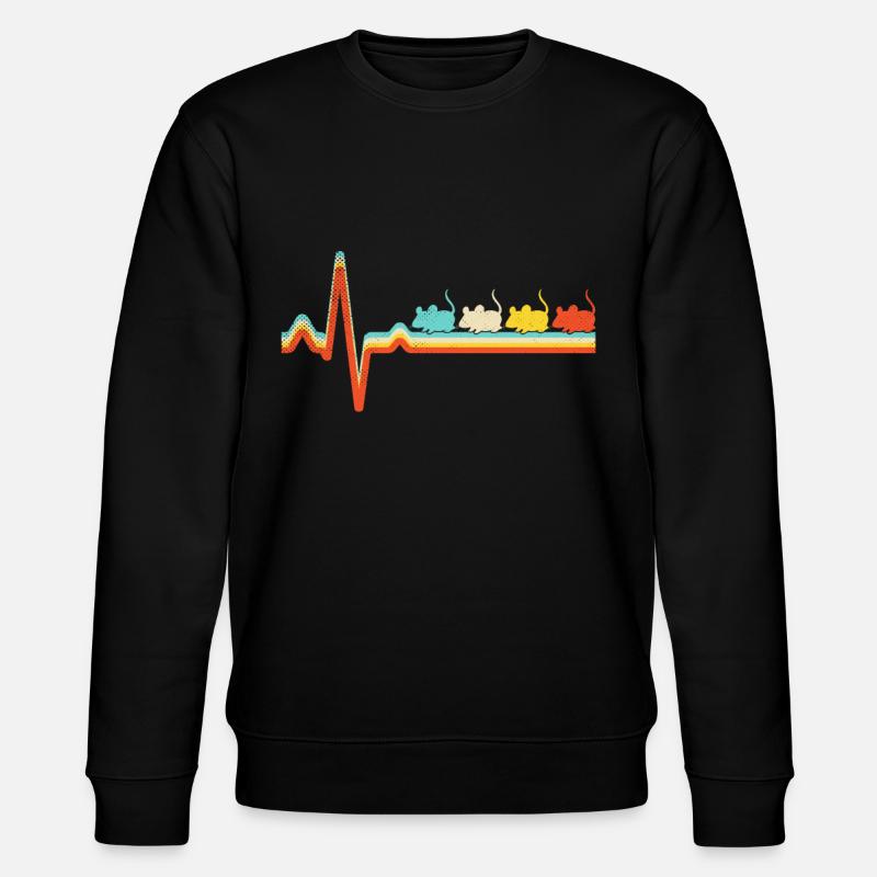Mouse Retro Heartbeat - Stanley/Stella CHANGER Unisex Organic Sweatshirt - black