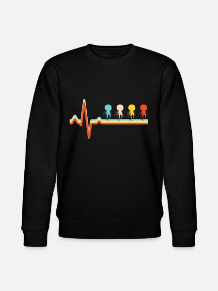 Jellyfish Retro Heartbeat - Stanley/Stella CHANGER Unisex Organic Sweatshirt - black