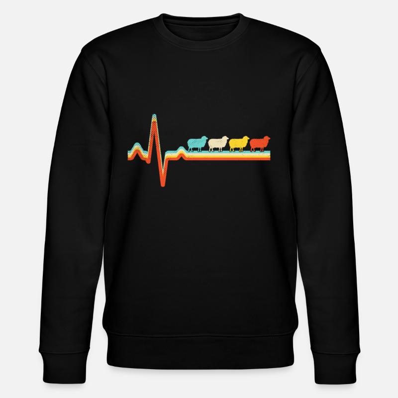 Schaf Retro Herzschlag - Stanley/Stella Unisex Bio-Sweatshirt CHANGER  - Schwarz