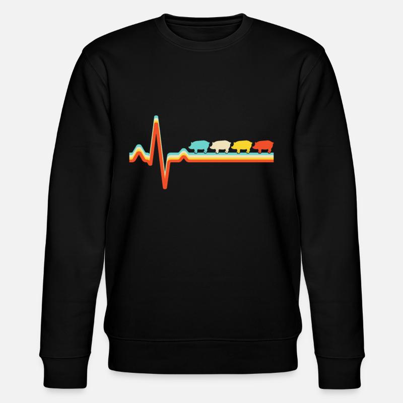 Schwein Retro Herzschlag - Stanley/Stella Unisex Bio-Sweatshirt CHANGER  - Schwarz