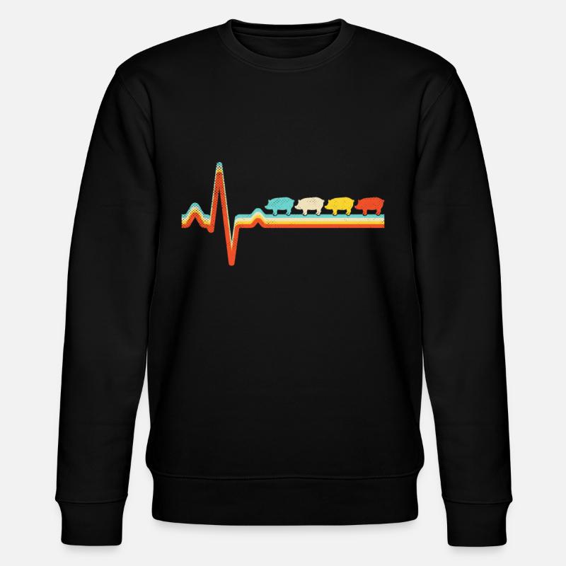 Schwein Retro Herzschlag - Stanley/Stella Unisex Bio-Sweatshirt CHANGER - Schwarz