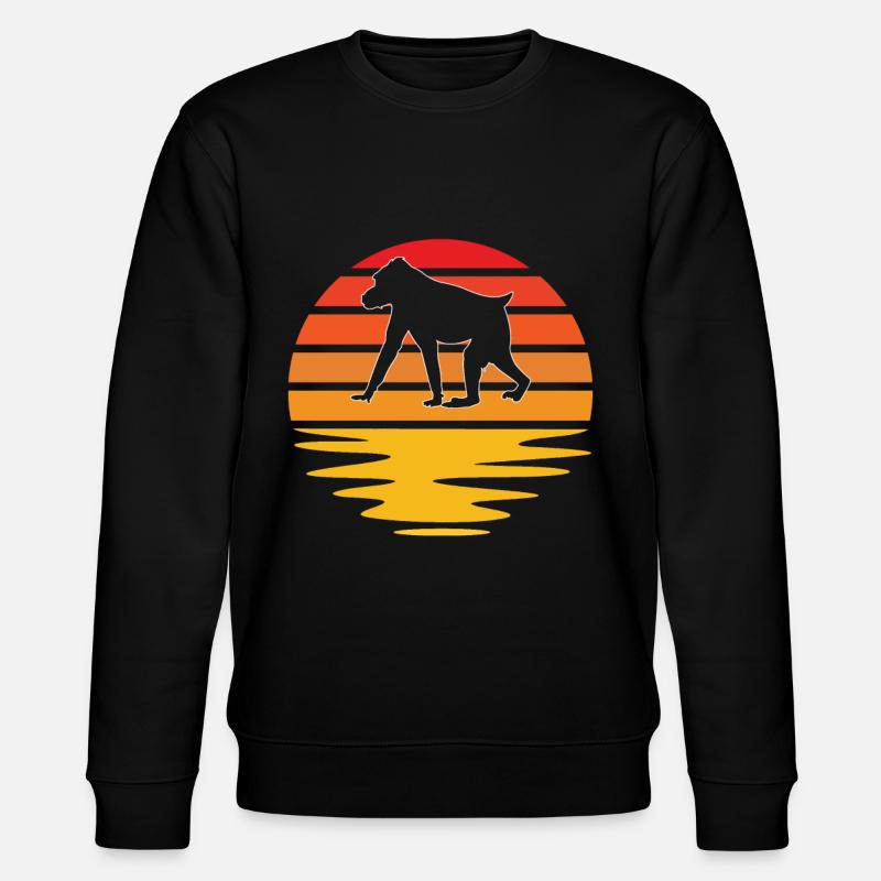 Affe Retro - Stanley/Stella Unisex Bio-Sweatshirt CHANGER  - Schwarz