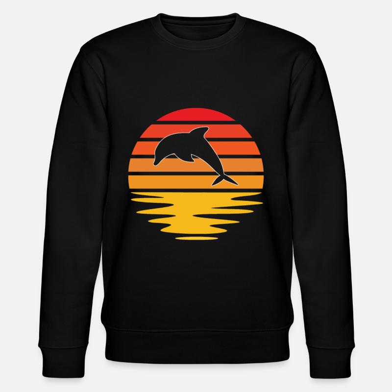 Dolphin Retro - Stanley/Stella CHANGER Unisex Organic Sweatshirt - black