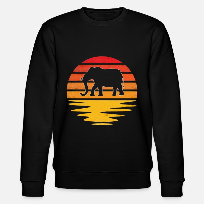 Elefant Retro - Stanley/Stella Unisex Bio-Sweatshirt CHANGER  - Schwarz