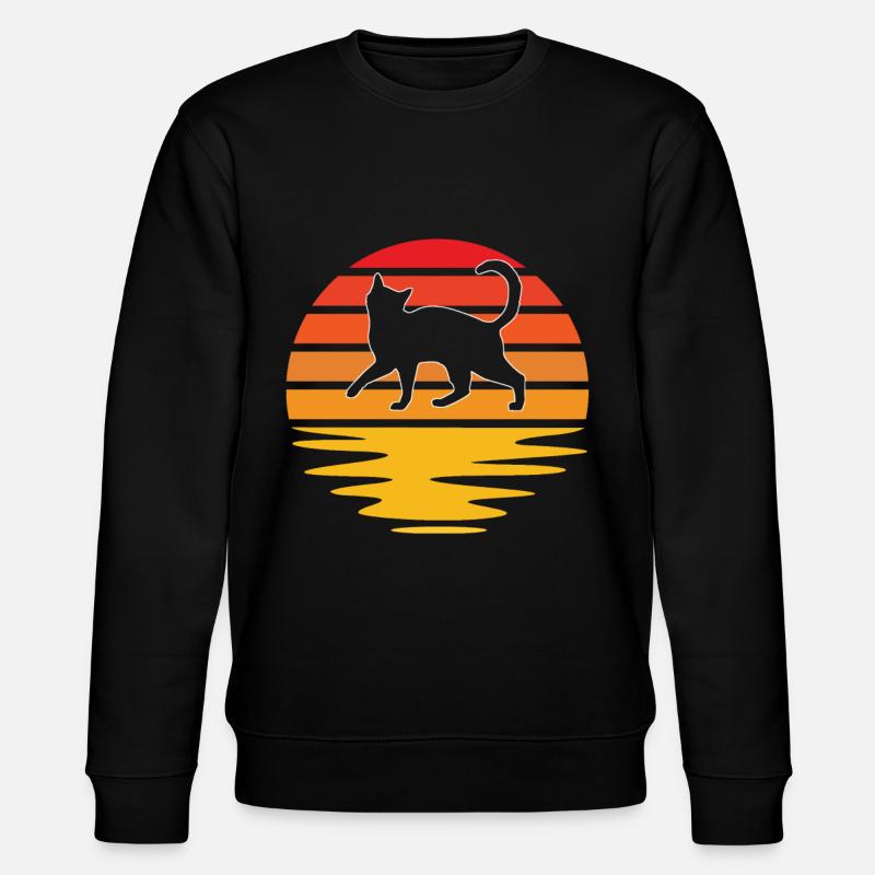 Katze Retro - Stanley/Stella Unisex Bio-Sweatshirt CHANGER  - Schwarz