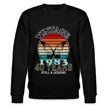 Retro-Geburtstagsjahr Jahrgang 1983 - Stanley/Stella Unisex Bio-Sweatshirt CHANGER  - Schwarz - Vorne - Nik (191cm) & Marisol (170cm)