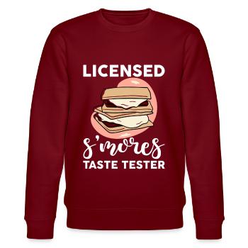 Licensed S'mores Button Tester 4 - Stanley/Stella CHANGER Unisex Organic Sweatshirt - burgundy - Front - Nik (191cm) & Marisol (170cm)