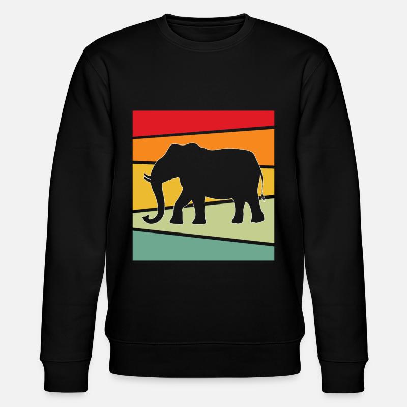 Elefant Retro - Stanley/Stella Unisex Bio-Sweatshirt CHANGER  - Schwarz