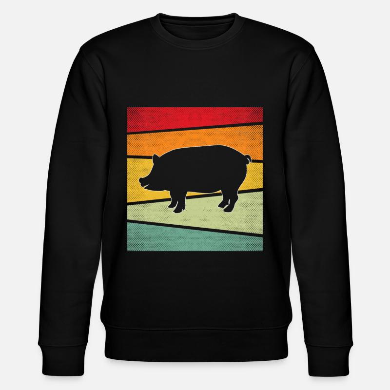 Schwein Retro - Stanley/Stella Unisex Bio-Sweatshirt CHANGER  - Schwarz
