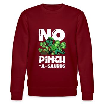 No Pinchasaurus Dinosaur-Irish St. - Stanley/Stella CHANGER Unisex Organic Sweatshirt - burgundy - Front - Nik (191cm) & Marisol (170cm)