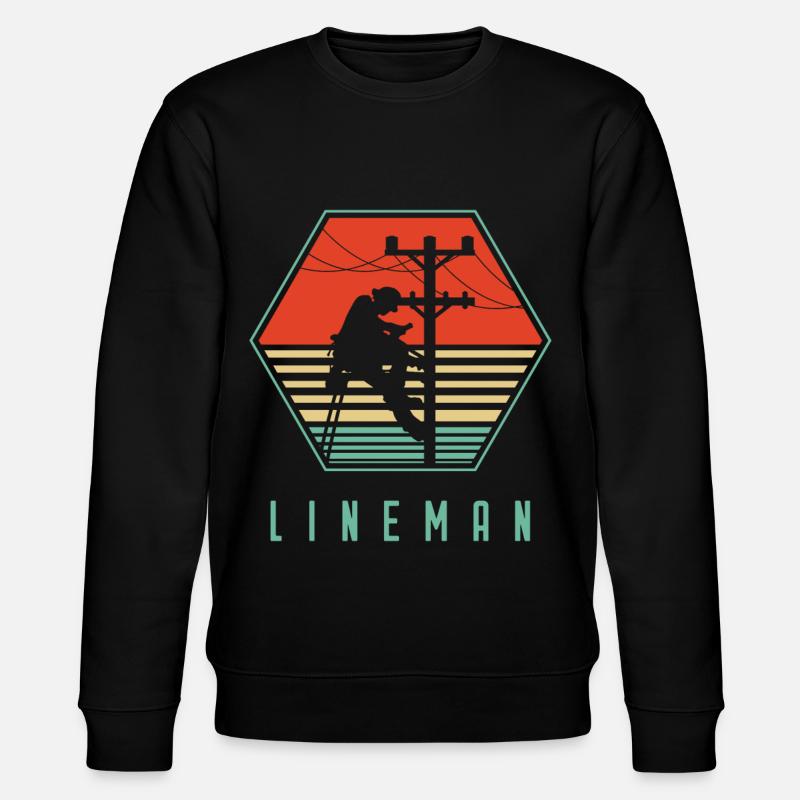 Retro Lineman For Lineman - Stanley/Stella Unisex Bio-Sweatshirt CHANGER  - Schwarz