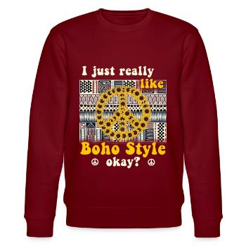 Hippie Peace Groovy Flowerpower Boho Woodstock - Sweat bio CHANGER Stanley/Stella Unisexe - bordeaux - Devant - Nik (191cm) & Marisol (170cm)