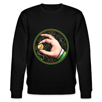 A Hand Holding An Irish Golden Coin On St - Stanley/Stella CHANGER Unisex Organic Sweatshirt - black - Front - Nik (191cm) & Marisol (170cm)