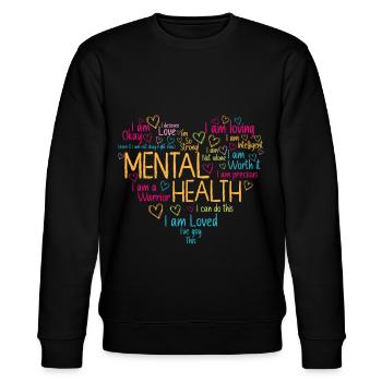 Mental Health Awareness Mental Health Heart - Stanley/Stella Unisex Bio-Sweatshirt CHANGER  - Schwarz - Vorne - Nik (191cm) & Marisol (170cm)