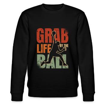 Schnappen Sie Sich Das Leben Am Ball Dodgeballer - Stanley/Stella Unisex Bio-Sweatshirt CHANGER  - Schwarz - Vorne - Nik (191cm) & Marisol (170cm)