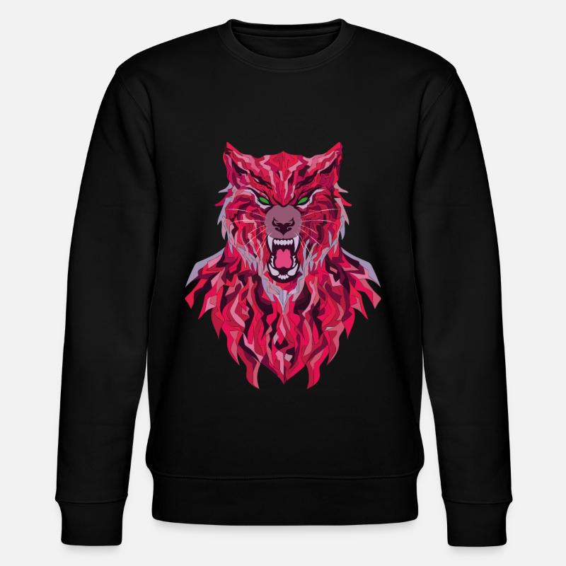 Lustigr Wolf Geometric Style - Stanley/Stella Unisex Bio-Sweatshirt CHANGER - Schwarz